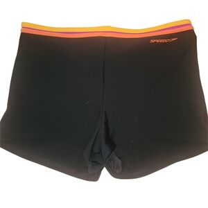 Speedo Black Swim Shorts with Orange, Pink and Yellow Trim Size 12